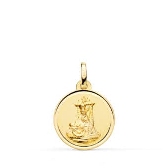 Medalla Virgen de las Angustias 16 mm Oro Amarillo 18K con Bisel