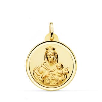 Medalla Virgen del Carmen 24 mm Oro 18K con Bisel