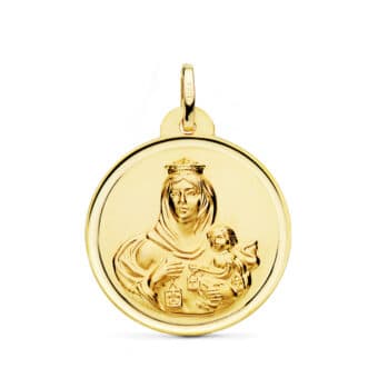 Medalla Virgen del Carmen 26 mm Oro 18K con Bisel