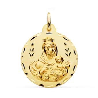 Medalla Virgen del Carmen 28 mm Oro 18K Tallada