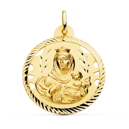 Medalla Virgen del Carmen 30 mm Oro 18K Hélice Calada
