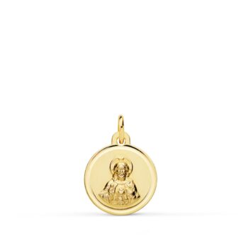 Medalla Sagrado Corazón de Jesús 12 mm Oro Amarillo 18K con Bisel