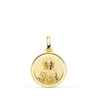 Medalla Sagrado Corazón de Jesús 16 mm Oro Amarillo 18K con Bisel