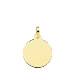 Colgante Disco Grabación 16 mm Oro Amarillo 18K con Chapa Redonda
