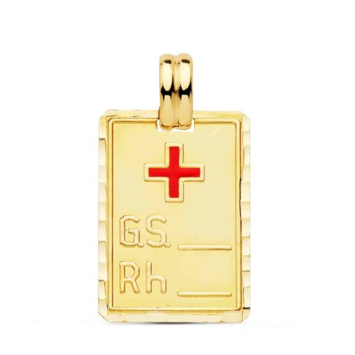 Colgante Grupo Sanguíneo y RH 24 x 17 mm Oro Amarillo de 18 Quilates