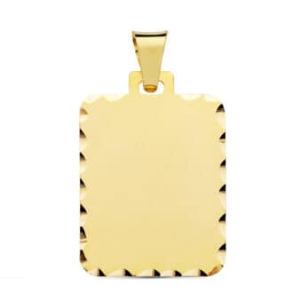 Colgante Chapa Grabación 28 x 20 mm en Oro 18k Bordes Tallados