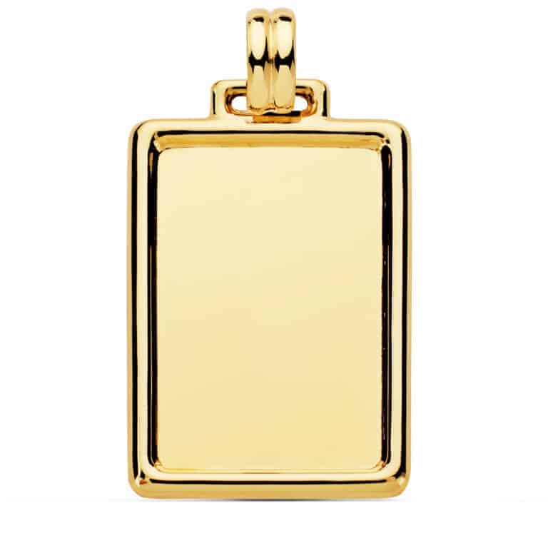 Colgante Chapa Grabación 31 x 23 mm en Oro Amarillo de 18 Quilates - Imagen 1