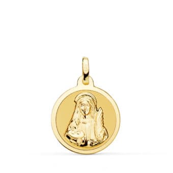 Medalla Santa Lucia 18 mm Oro Amarillo 18 Quilates