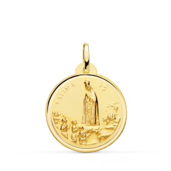 Medalla Virgen de Fátima 22 mm Oro Amarillo 18K con Bisel
