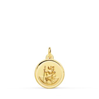 Medalla San Cristóbal 12 mm Oro Amarillo 18K con Bisel