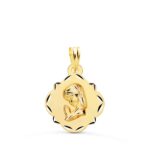 Medalla Virgen Niña 19 x 16 mm Oro Amarillo 18K Pandereta