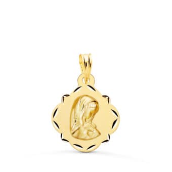 Medalla Virgen Niña 19 x 16 mm Oro Amarillo 18K con Tallas