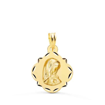 Medalla Virgen Niña 19 x 16 mm Oro Amarillo 18K con Tallas