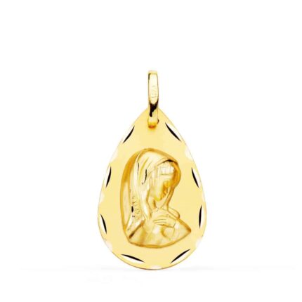 Medalla Virgen Niña 23 x 15 mm en Oro Amarillo 18K Lágrima