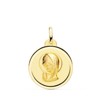 Medalla Virgen Niña 20 mm Oro Amarillo 18 Quilates Bisel