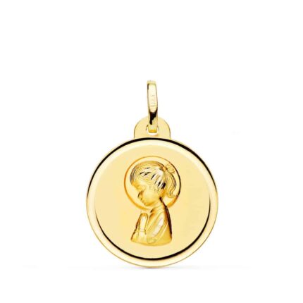 Medalla Virgen Niña 20 mm Oro Amarillo 18 Quilates Bisel