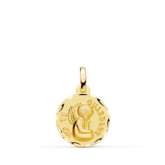 Medalla Bebé 14 mm Ángel "YO TE GUARDARE" en Oro Amarillo 18K