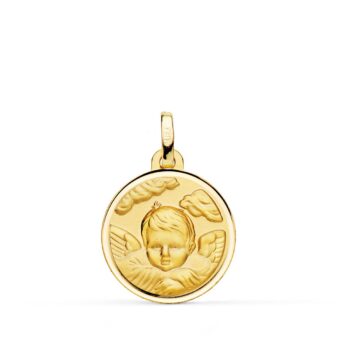 Medalla Bebé 18 mm Oro Amarillo 18 Quilates "Ángel Niño" Bisel