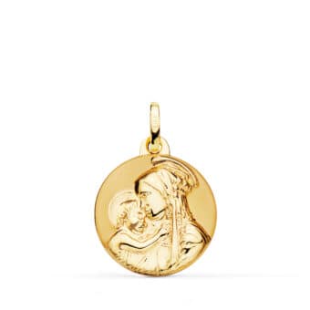 Medalla Virgen María 18 mm en Oro Amarillo 18K con Divina Ternura