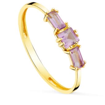 Anillo Oro Amarillo 18 Quilates Amatistas Naturales