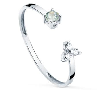 Anillo Diamante 0,04 ct Oro Blanco 18K y Aguamarina