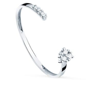 Anillo Diamantes 0,04 ct Oro Blanco 18K Barra y Triangulo