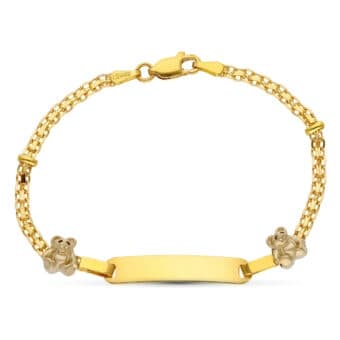 Esclava Comunión 16 cm en Oro Amarillo 18 Quilates Mini Osos