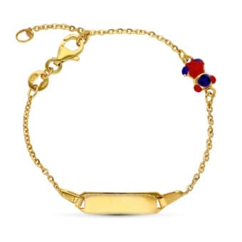 Pulsera Esclava Niña 16 cm Oro Amarillo 18 Quilates Osito Esmalte