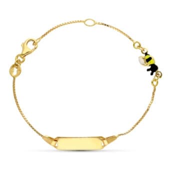 Pulsera Esclava Niña 16 cm Oro Amarillo 18 Quilates Elefante Esmalte