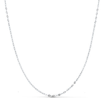 Cadena Rolo Maciza Diamantada de Oro Blanco 18K con 1 mm y 45 cm de Largo