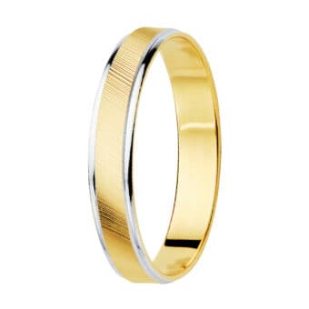 Alianza de 3,5 mm en Oro Bicolor 18K con Diseño Matizado