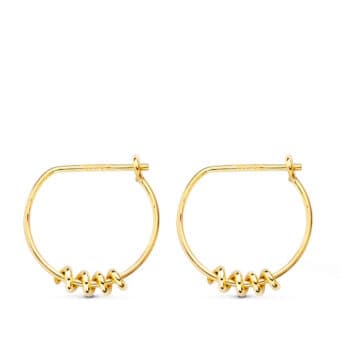 Pendientes Aro Oro Amarillo 18K con 13 mm y Detalle Muelle