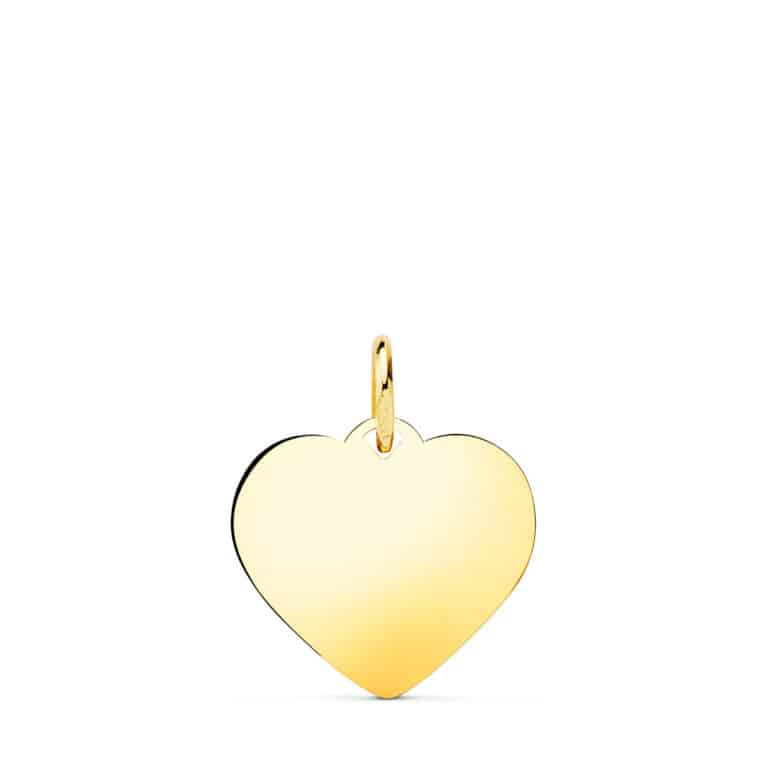 Colgante Grabación 16 mm Oro Amarillo 18 quilates Corazón Brillo - Imagen 1