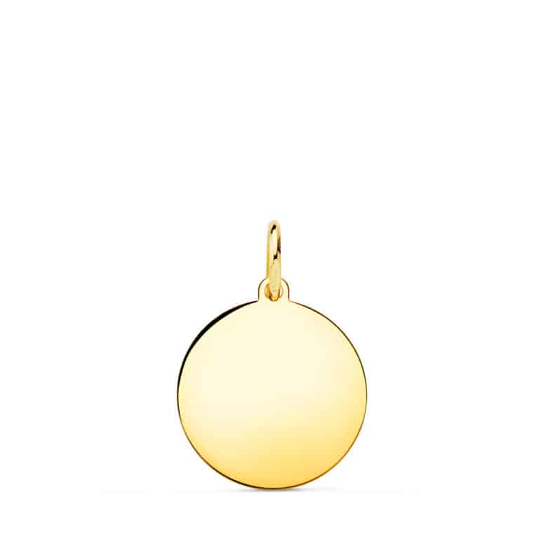 Colgante Disco Grabación 14 mm Oro Amarillo 18 quilates Brillo - Imagen 1