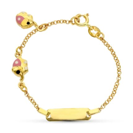 Pulsera Tipo Esclava Bebé 13 cm Oro Amarillo 18K con Elefante Esmaltado