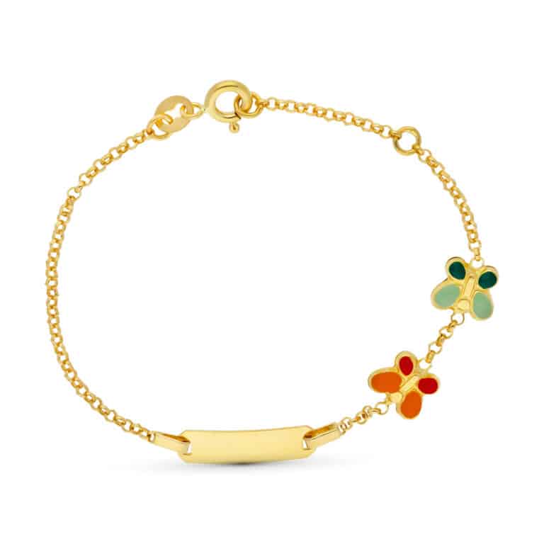 26001195a Esclava Niña 16 cm Oro Amarillo 18 Quilates Mariposas - Imagen 1