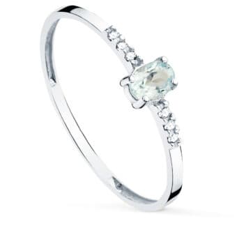 Anillo Diamantes 0,030ct en Oro Blanco 18K Aguamarina Oval