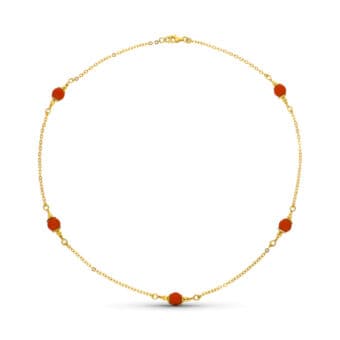 Collar 47 cm Oro Amarillo 18 Quilates Bolas de Coralinas