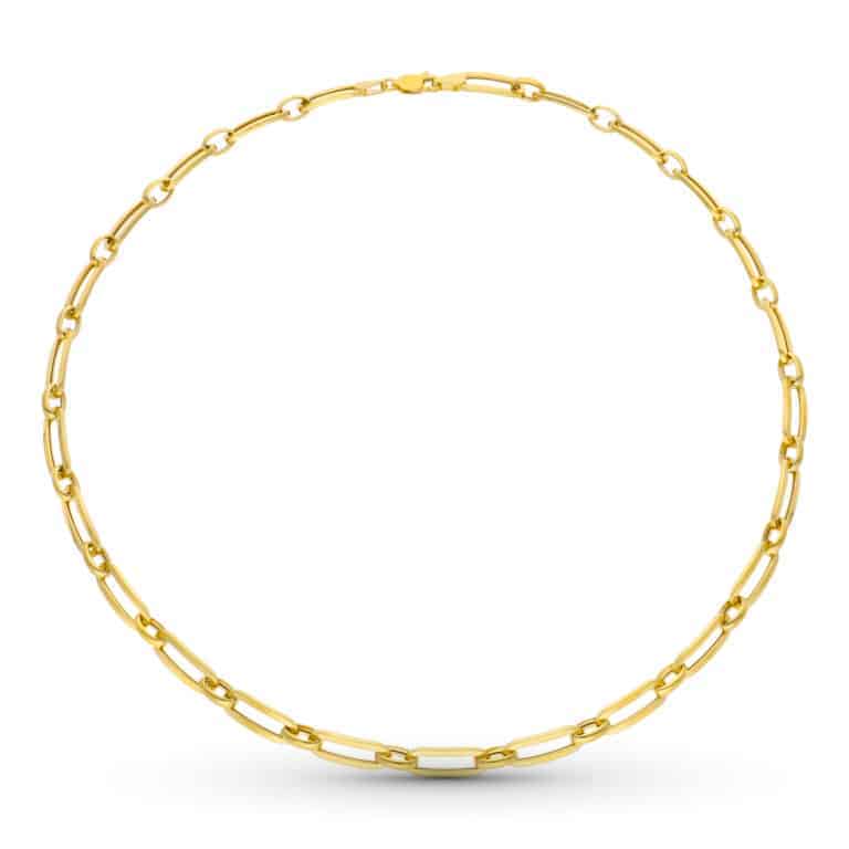 Gargantilla 45 cm en Oro Amarillo 18 Quilates Eslabones Rectangulares Brillo - Imagen 1