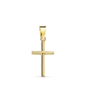 Cruz 15 x 9 mm en Oro Amarillo de 18K Tubo
