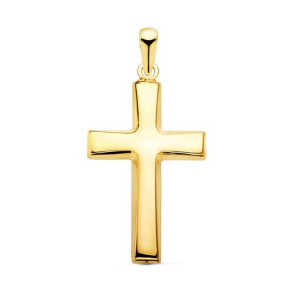 Cruz Lisa 25 x 16 mm en Oro Amarillo de 18K con Plana Brillo