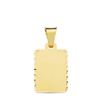 Colgante Chapa Grabación 20 x 15 mm en Oro 18k Bordes Tallados