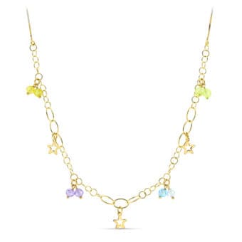 Gargantilla en Oro Amarillo 18 Quilates Circonitas Colores