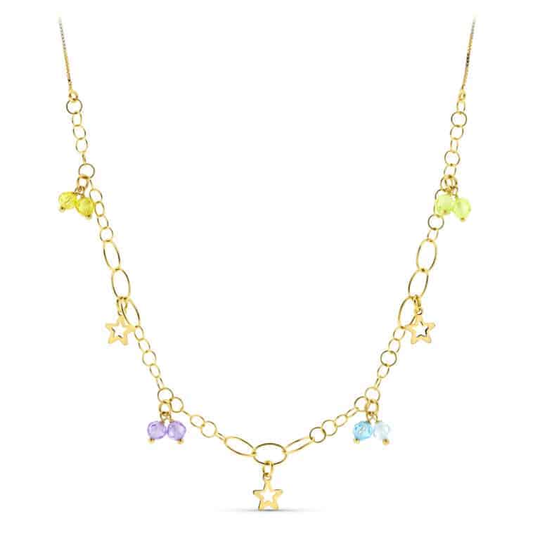 Gargantilla en Oro Amarillo 18 Quilates Circonitas Colores - Imagen 1