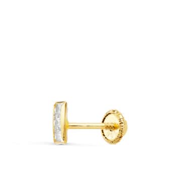 Piercing Oreja Bocel 5 x 2 mm Oro Amarillo 18K con Circonita Rectangular