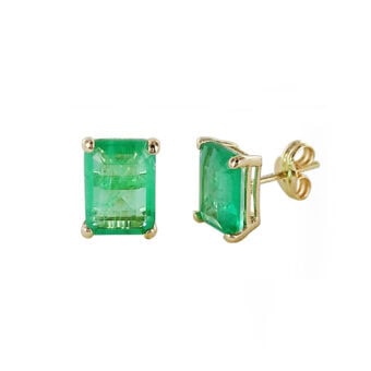 Pendientes "Amalfi" 8 x 6 mm en Oro Amarillo 18 Quilates Cuarzo Verde Claro