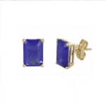 Pendientes "Amalfi" 8 x 6 mm en Oro Amarillo 18 Quilates Cuarzo Azul Oscuro