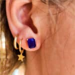 Pendientes "Amalfi" 8 x 6 mm en Oro Amarillo 18 Quilates Cuarzo Azul Oscuro - Imagen 2