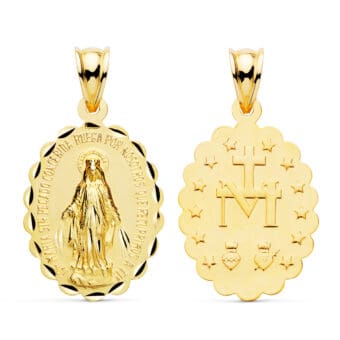 Medalla Virgen Milagrosa 25 x 18 mm Oro Amarillo 18K Escapulario