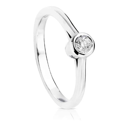 Solitario Compromiso Oro Blanco 18K Diamante 0,20ct
